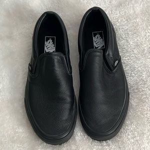 Black Leather slip on VANS
